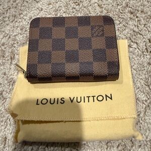 Louis Vuitton Brown Damier Zipped Coin Pouch with Gold Hardware